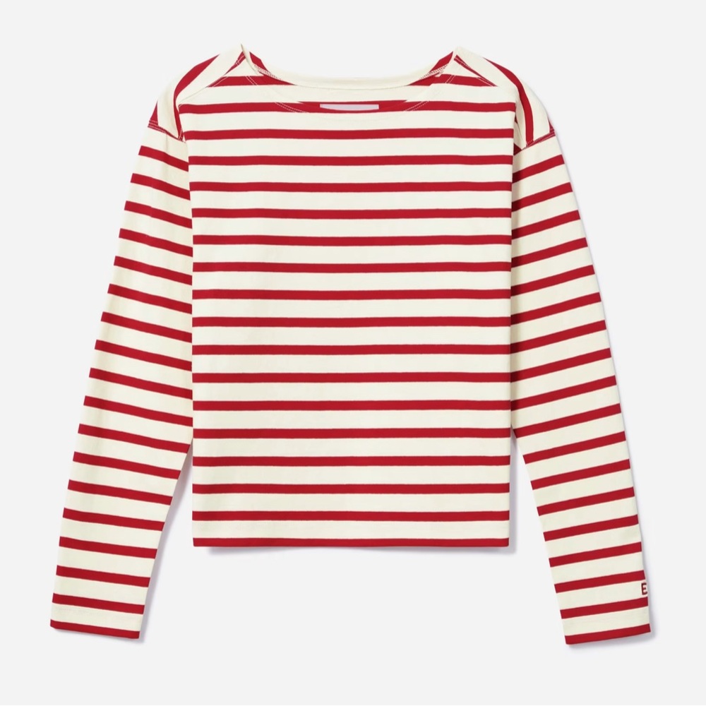EVERLANE Modern Breton T-Shirt - Red, White - XS
